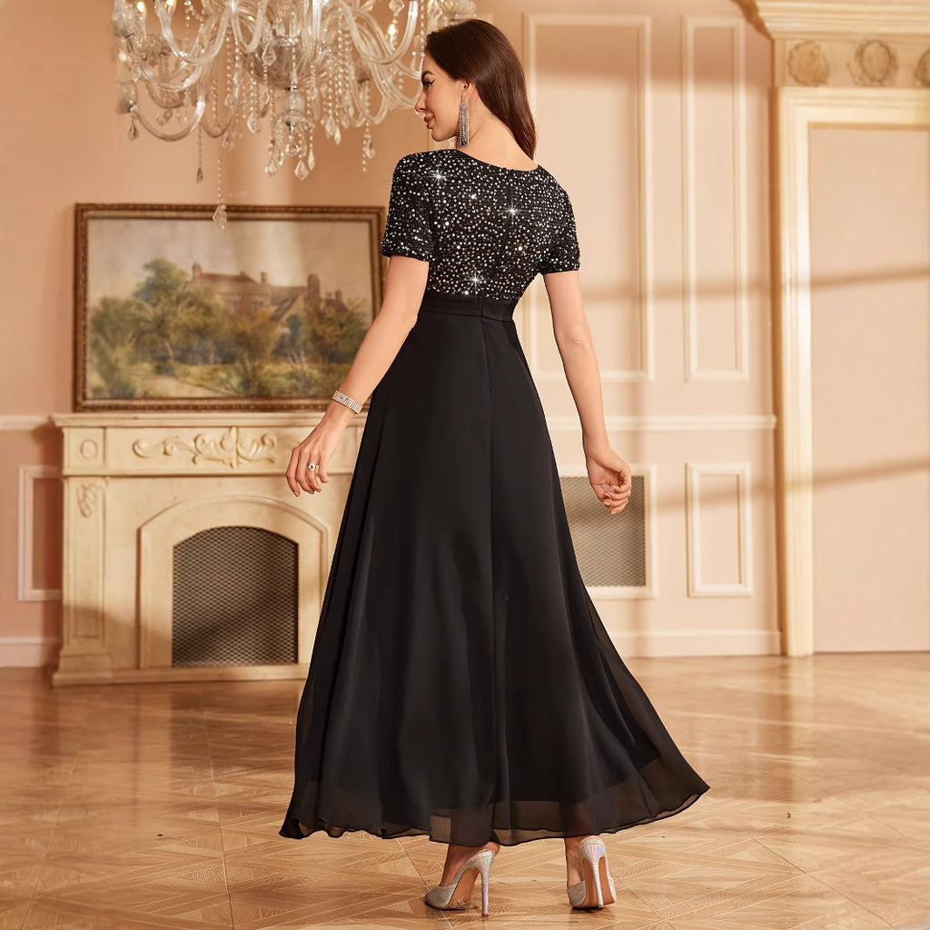Women's High-end Heavy Industry Shiny Long Spaghetti Strap Dress